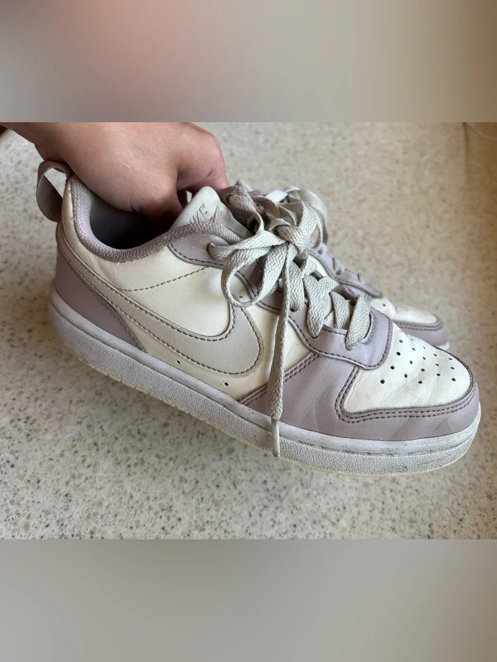 Nike Kids Shoes Court Borough Low Recraft Sneakers White Grey Purple in Size 3.5
